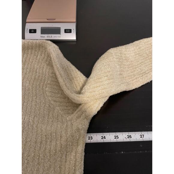 Carducci Sweater Womens Large Beige Ribbed Button Front Fuzzy Knit Soft Cardigan - Picture 5 of 7